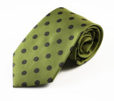 Mens Olive Green & Brown Polka Dot Patterned 8cm Neck Tie