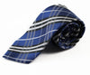 Mens Navy, Black & White Plaid Striped Patterned 8cm Neck Tie