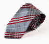 Mens Silver & Red Plaid Striped Patterned 8cm Neck Tie