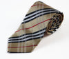 Mens Gold, Black & Red Plaid Striped Patterned 8cm Neck Tie