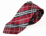 Mens Red, Black, White Plaid Striped Patterned 8cm Neck Tie