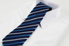 Mens Navy With White & Blue Striped 8cm Patterned Neck Tie