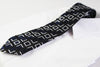 Mens Black & Silver Striped Square Box Patterned 8cm Neck Tie