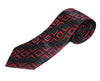 Mens Black & Red Striped Square Box Patterned 8cm Neck Tie