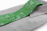 Mens Lime Green Paisley Patterned Neck Tie