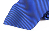 Mens Royal Blue Striped 10cm Classic Neck Tie