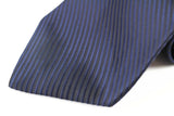 Mens Navy Striped 10cm Classic Neck Tie