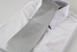 Mens Silver & White Striped 10cm Neck Tie
