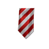 Mens Red & White Thick Striped 5cm Skinny Neck Tie