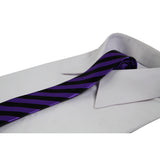 Mens Purple & Black Thick Striped 5cm Skinny Neck Tie