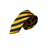 Mens Yellow & Black Thick Richmond Striped 5cm Skinny Neck Tie