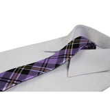 Mens Violet Plaid Striped 5cm Skinny Neck Tie