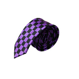 Mens Purple & Black Checkered 5cm Skinny Neck Tie