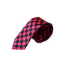 Mens Hot Pink  & Black Checkered 5cm Skinny Neck Tie