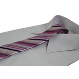 Mens Pink And Purple Thin Striped 5cm Skinny Neck Tie