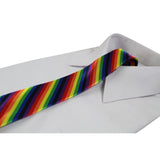 Mens Multicoloured Rainbow Striped Lgbt Pride 5cm Skinny Neck Tie