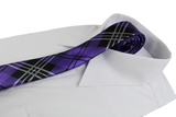 Mens Purple Plaid Striped 5cm Skinny Neck Tie