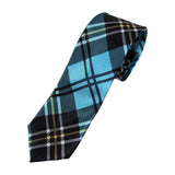 Mens Turquoise & Black Plaid Striped 5cm Skinny Neck Tie