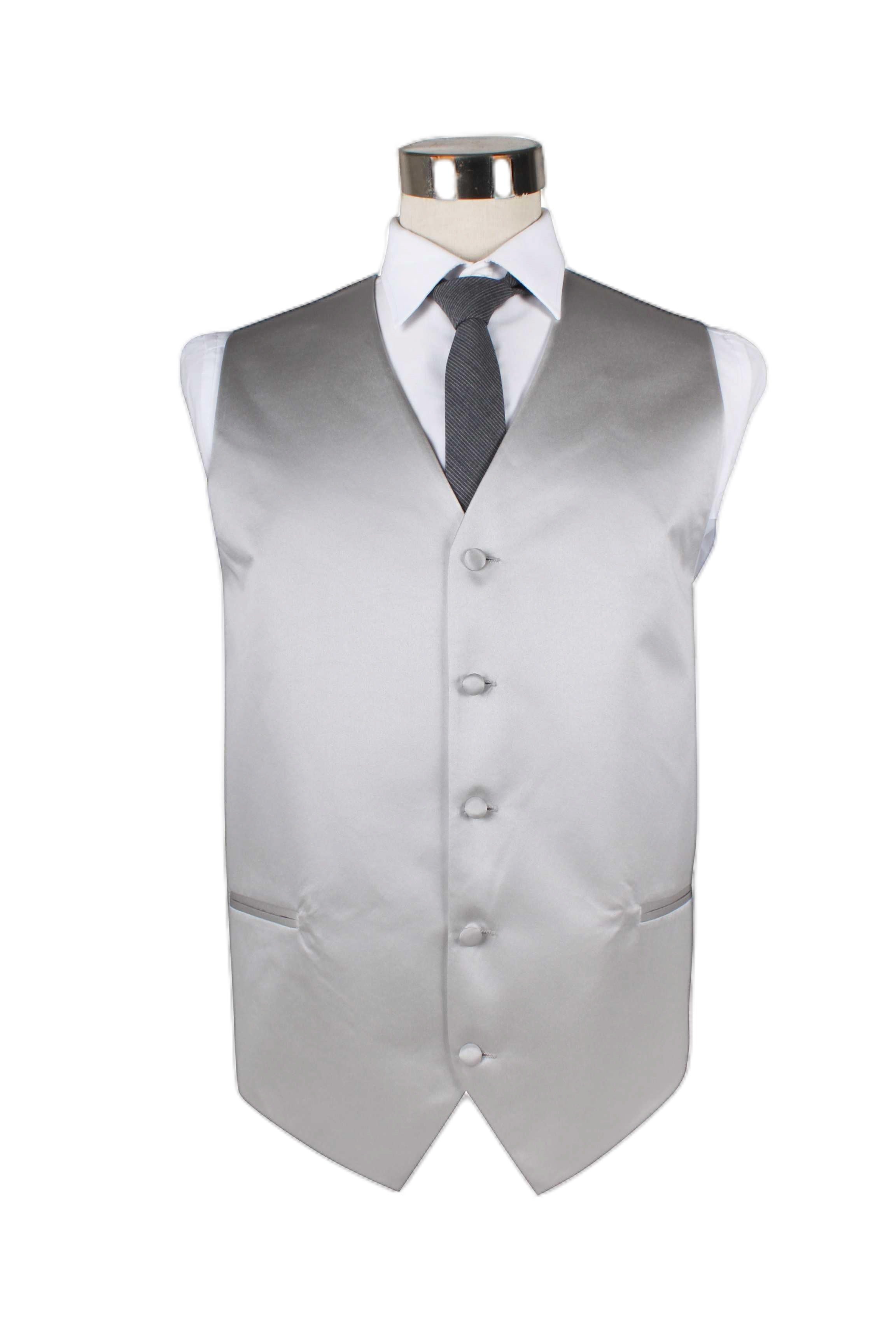 Mens Silver Plain Vest Waistcoat Tie Store Australia