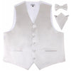 Mens Ivory Plain Vest Waistcoat & Matching Bow Tie & Pocket Square
