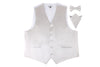 Mens Silver Plain Vest Waistcoat & Matching Bow Tie & Pocket Square