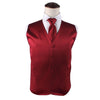 Mens Dark Red Plain Vest Waistcoat & Matching Neck Tie