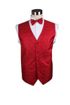 Mens Red Paisley Patterned Vest Waistcoat & Matching Bow Tie