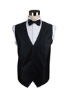 Mens Black Checkered Patterned Vest Waistcoat & Matching Bow Tie
