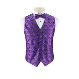 Mens Purple Boho Paisley Patterned Vest Waistcoat & Matching Bow Tie