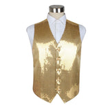 Mens Gold Sequin Patterned Vest Waistcoat