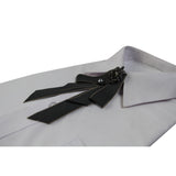 Womens Dark Grey Fabric Crystal Pearl Brooch Shirt Collar Bow Tie