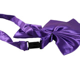 Womens Plain Purple Shirt Collar Bow Tie