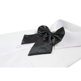 Womens Plain Black Shirt Collar Bow Tie