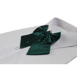 Womens Plain Bottle Green Shirt Collar Bow Tie