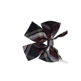 Womens Maroon & Black Tarten Patterned Shirt Collar Bow Tie