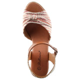 Womens Bellissimo Lou Red Multi Wedge Sandals