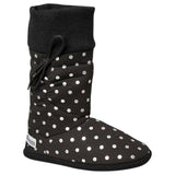 Womens Grosby Hoodies Boots Black/Silver Spots Slippers
