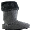 Womens Grosby Hoodies Boots Plush Fluffy Grey Slippers