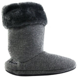 Womens Grosby Hoodies Boots Plush Fluffy Grey Slippers