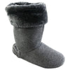 Womens Grosby Hoodies Boots Plush Fluffy Grey Slippers