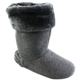 Womens Grosby Hoodies Boots Plush Fluffy Grey Slippers