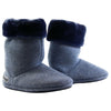 Womens Grosby Hoodies Boots Plush Fluffy Navy Slippers