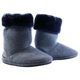 Womens Grosby Hoodies Boots Plush Fluffy Navy Slippers