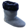 Womens Grosby Hoodies Boots Plush Fluffy Navy Slippers