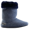 Womens Grosby Hoodies Boots Plush Fluffy Navy Slippers
