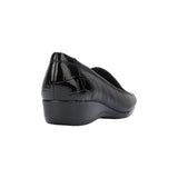 Womens Hush Puppies Meadow Adc Black Wedge Leather Work Casual Shoes