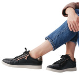Womens Hush Puppies Mimosa Perf Ladies Sneakers Zip Black Casual Lace Up Shoes