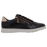 Womens Hush Puppies Mimosa Perf Ladies Sneakers Zip Black Casual Lace Up Shoes
