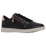 Womens Hush Puppies Mimosa Perf Ladies Sneakers Zip Black Casual Lace Up Shoes