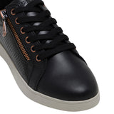 Womens Hush Puppies Mimosa Perf Ladies Sneakers Zip Black Casual Lace Up Shoes